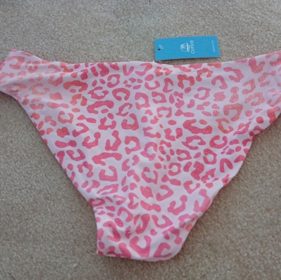 Cupshe Swim Bikini Reversible Pink Leopard Criss Cross Size M Bottom/L Top  FL - Picture 6 of 7
